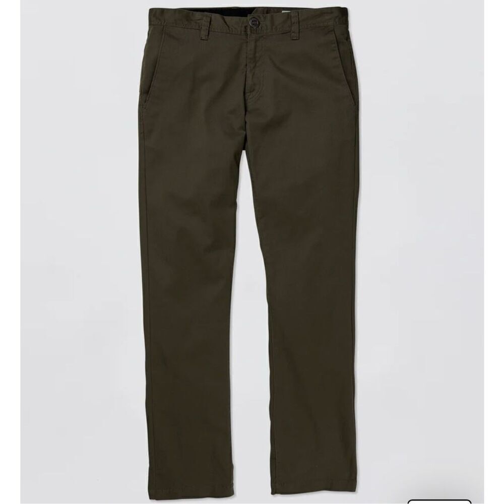 EUC Volcom Frikin Modern Stretch Chino Pants Dark Green Size 26”